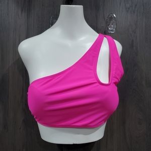Bathing Suit Top Barbie Core Pink NWOT Size XL Fitness Crop Boyfriend Swim